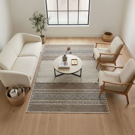 Conceptum Alfombra Woosonıl133 de Algodón, 50 x 80 cm, Beige, Marrón y Negro